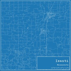 Blueprint US city map of Isanti, Minnesota.