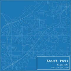 Blueprint US city map of Saint Paul, Minnesota.