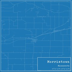 Blueprint US city map of Morristown, Minnesota.