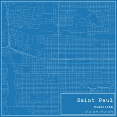 Blueprint US city map of Saint Paul, Minnesota.