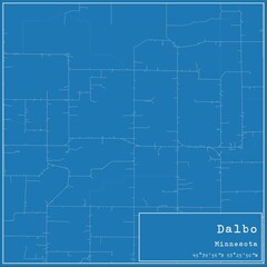 Blueprint US city map of Dalbo, Minnesota.
