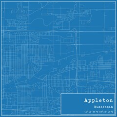 Blueprint US city map of Appleton, Wisconsin.