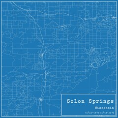 Obraz premium Blueprint US city map of Solon Springs, Wisconsin.