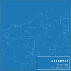 Blueprint US city map of Herbster, Wisconsin.