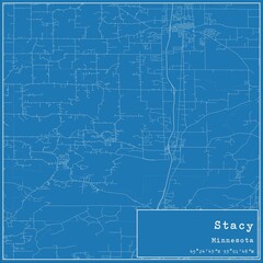 Blueprint US city map of Stacy, Minnesota.