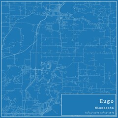 Fototapeta premium Blueprint US city map of Hugo, Minnesota.