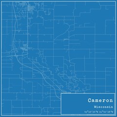 Blueprint US city map of Cameron, Wisconsin.