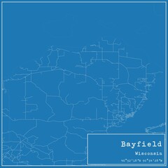 Blueprint US city map of Bayfield, Wisconsin.
