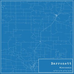Blueprint US city map of Barronett, Wisconsin.