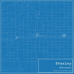 Blueprint US city map of Stanley, Wisconsin.