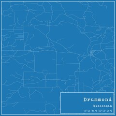 Blueprint US city map of Drummond, Wisconsin.