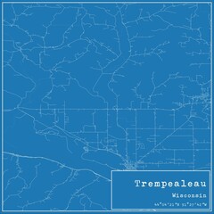 Blueprint US city map of Trempealeau, Wisconsin.