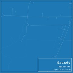 Blueprint US city map of Grandy, Minnesota.