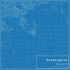 Blueprint US city map of Farmington, Minnesota.