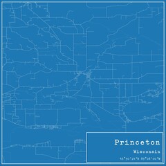 Blueprint US city map of Princeton, Wisconsin.