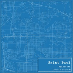Blueprint US city map of Saint Paul, Minnesota.