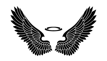 vector silhouette angel wings logo 