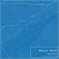 Blueprint US city map of Saint Paul, Minnesota.
