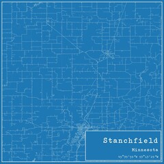 Blueprint US city map of Stanchfield, Minnesota.