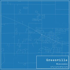 Blueprint US city map of Greenville, Wisconsin.