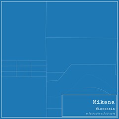 Blueprint US city map of Mikana, Wisconsin.