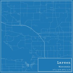 Blueprint US city map of Larsen, Wisconsin.