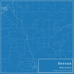 Obraz premium Blueprint US city map of Sarona, Wisconsin.