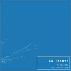 Blueprint US city map of La Pointe, Wisconsin.