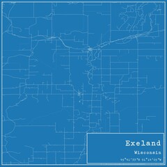 Fototapeta premium Blueprint US city map of Exeland, Wisconsin.