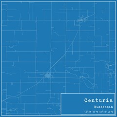 Blueprint US city map of Centuria, Wisconsin.