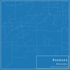 Blueprint US city map of Foxboro, Wisconsin.