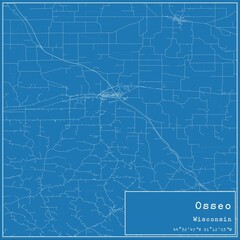 Blueprint US city map of Osseo, Wisconsin.