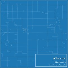 Blueprint US city map of Almena, Wisconsin.