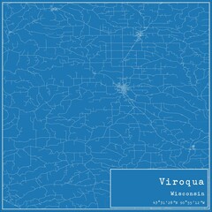 Blueprint US city map of Viroqua, Wisconsin.