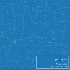 Blueprint US city map of Wilton, Wisconsin.