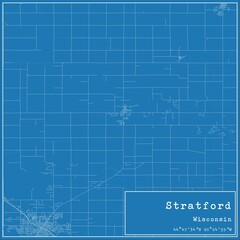 Blueprint US city map of Stratford, Wisconsin.