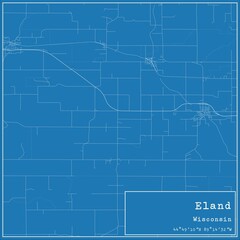 Blueprint US city map of Eland, Wisconsin.