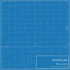 Blueprint US city map of Curtiss, Wisconsin.