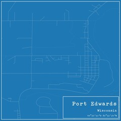 Blueprint US city map of Port Edwards, Wisconsin.