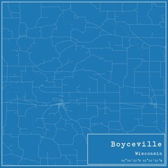 Blueprint US city map of Boyceville, Wisconsin.