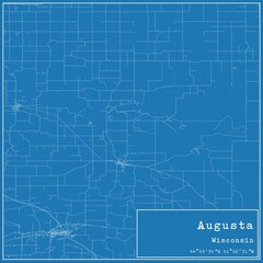Blueprint US city map of Augusta, Wisconsin. - obrazy, fototapety, plakaty