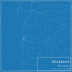 Blueprint US city map of Stoddard, Wisconsin.