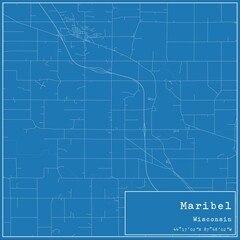 Blueprint US city map of Maribel, Wisconsin.