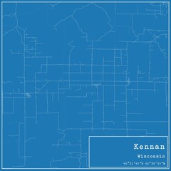 Blueprint US city map of Kennan, Wisconsin.