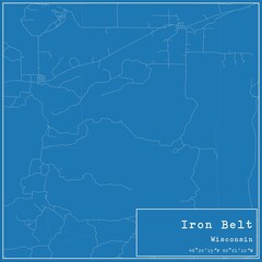 Blueprint US city map of Iron Belt, Wisconsin.