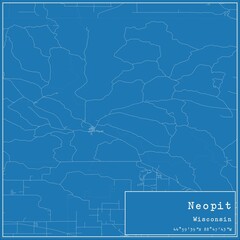 Blueprint US city map of Neopit, Wisconsin.