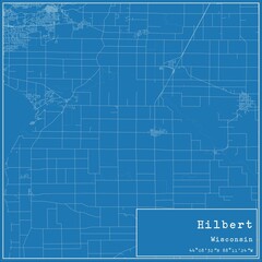 Blueprint US city map of Hilbert, Wisconsin.