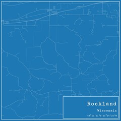 Obraz premium Blueprint US city map of Rockland, Wisconsin.