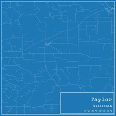 Blueprint US city map of Taylor, Wisconsin.