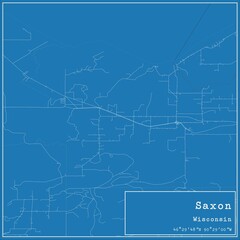 Blueprint US city map of Saxon, Wisconsin.